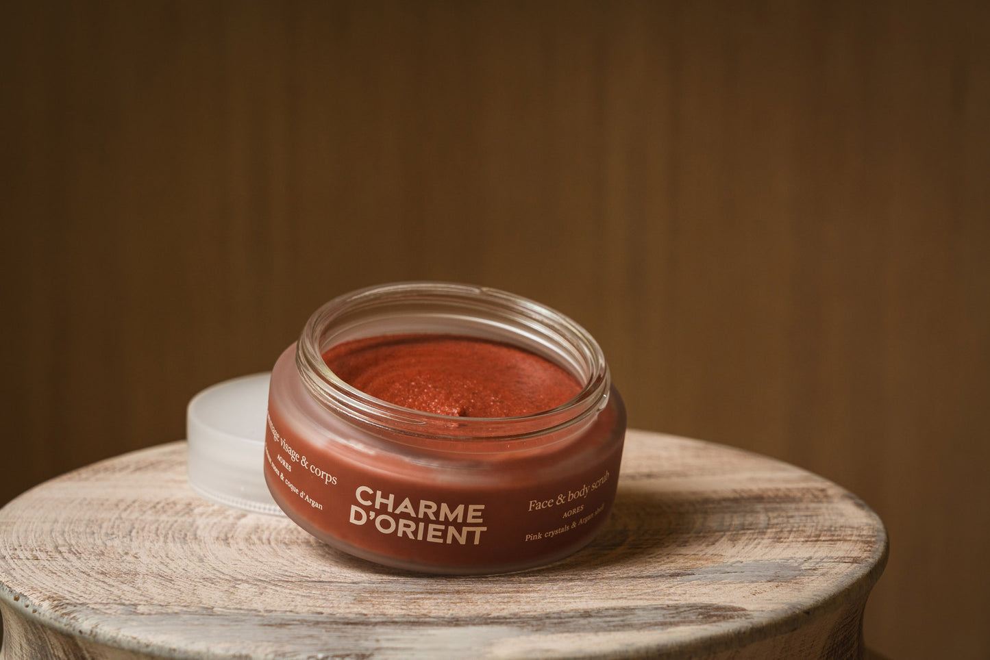 Face and Body Scrub with Pink Crystals and Argan Shell